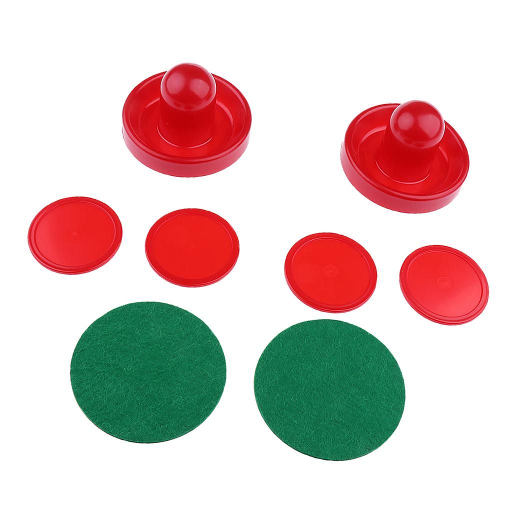 2x Set Of 2 Air Hockey Pushers And 4 Red Pucks (3 Sizes) -