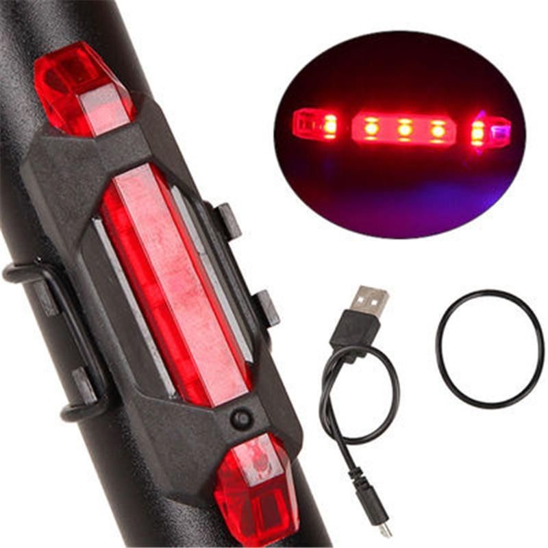 Bike Rear Tail Light LED USB Rechargeable Cycling Taillamp Safety Warning Light