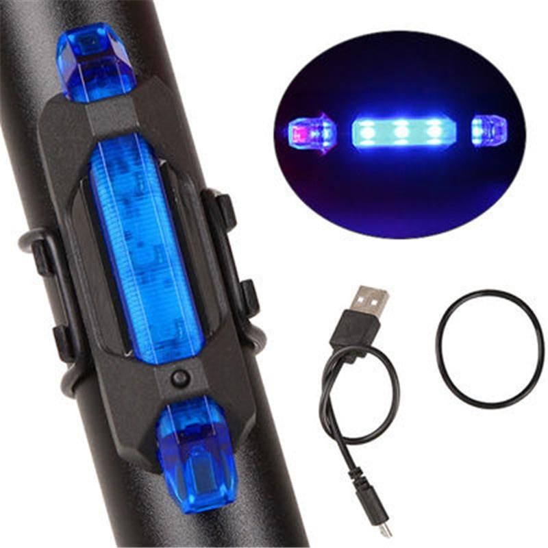 Bike Rear Tail Light LED USB Rechargeable Cycling Taillamp Safety Warning Light