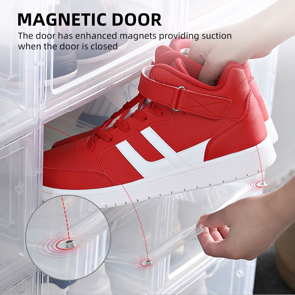 6Pcs Shoe Box Stackable Shoe Storage Box Drop Front Shoe Box
