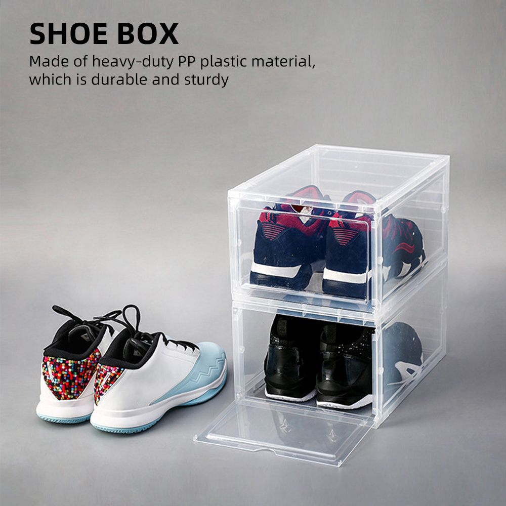 6Pcs Shoe Box Stackable Shoe Storage Box Drop Front Shoe Box