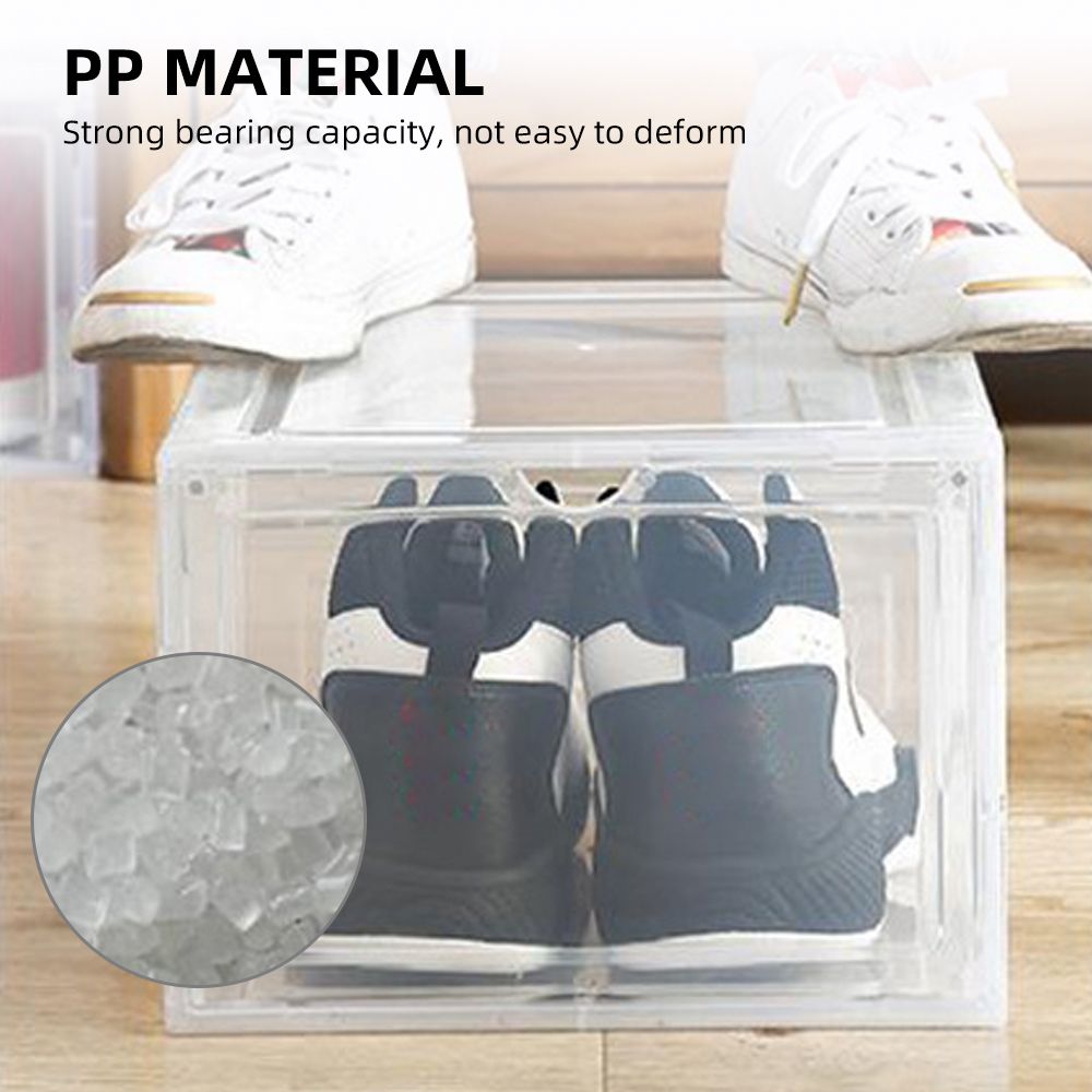 6Pcs Shoe Box Stackable Shoe Storage Box Drop Front Shoe Box