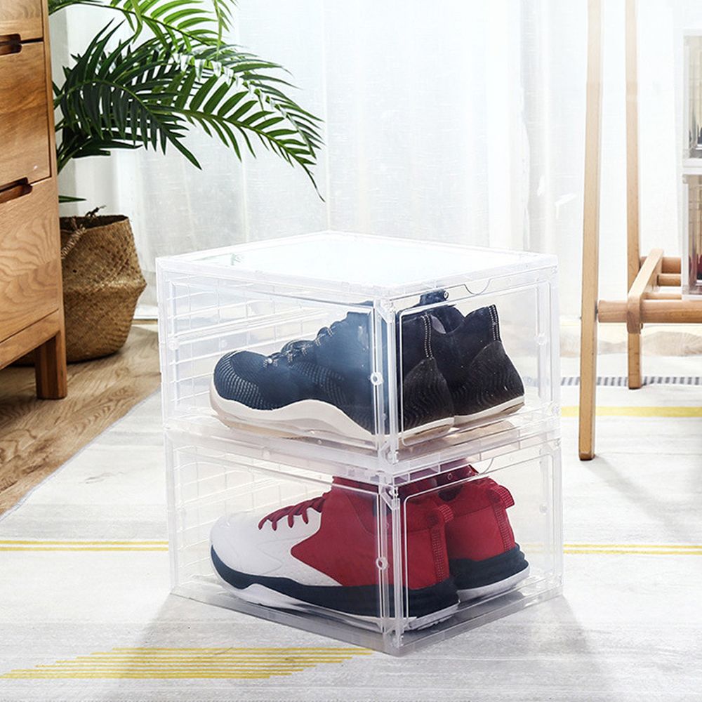 6Pcs Shoe Box Stackable Shoe Storage Box Drop Front Shoe Box