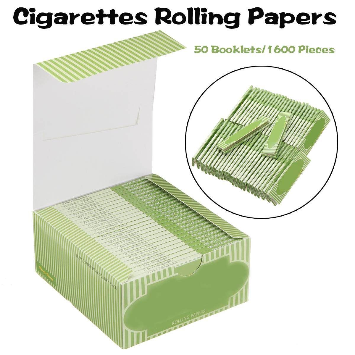 1 Box 50 Booklets Moon Hemp Cigarettes Rolling Papers King Size Slim 111x125x55mm Green