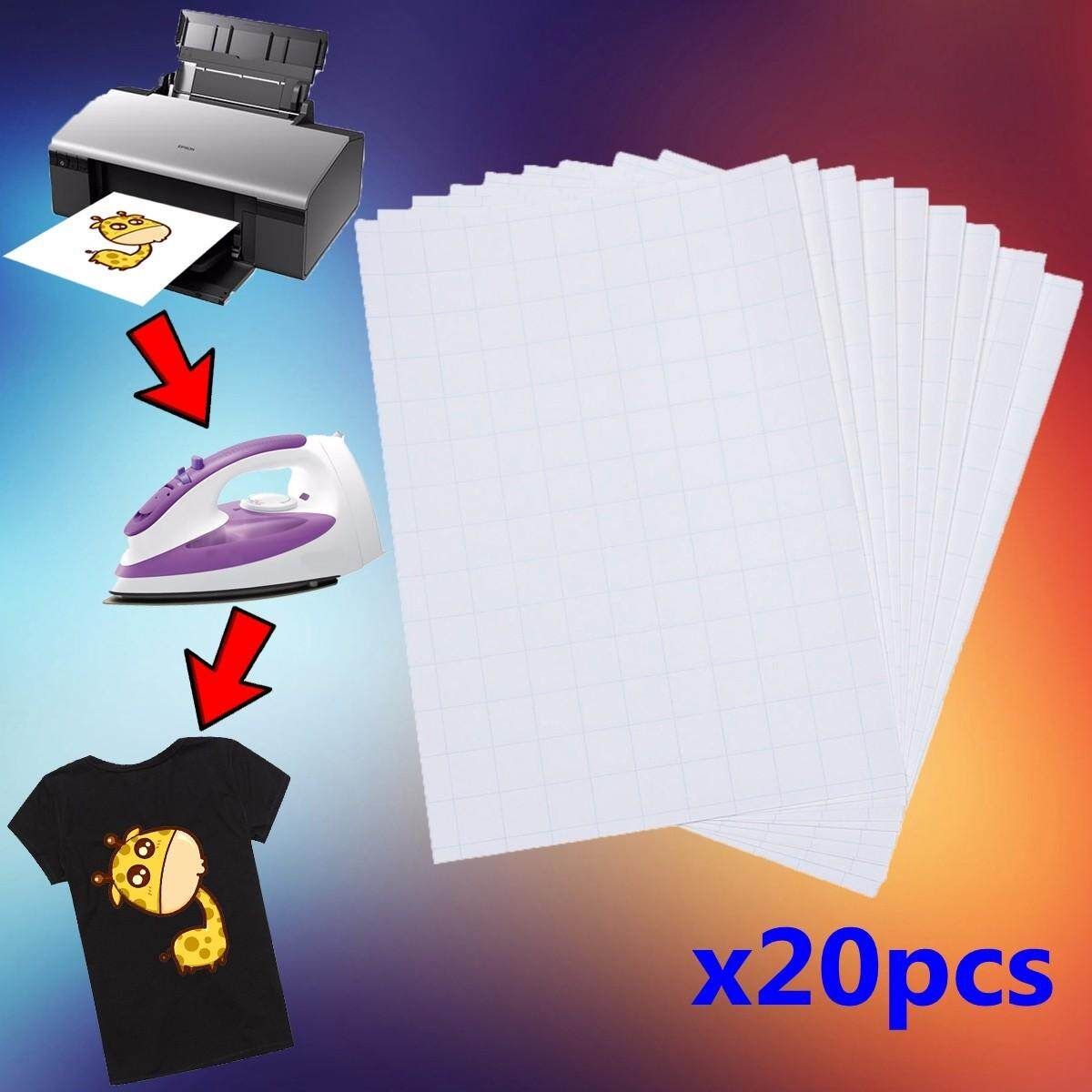 20 Sheets A4 Iron On Inkjet Print Heat Transfer Paper For Dark Fabric T-Shir