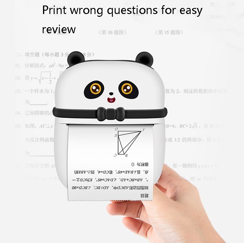 Panda Mini Thermal Printer Pocket Student Homework Mistakes Collections Printer Bluetooth Photo Printer(English Version Pink)