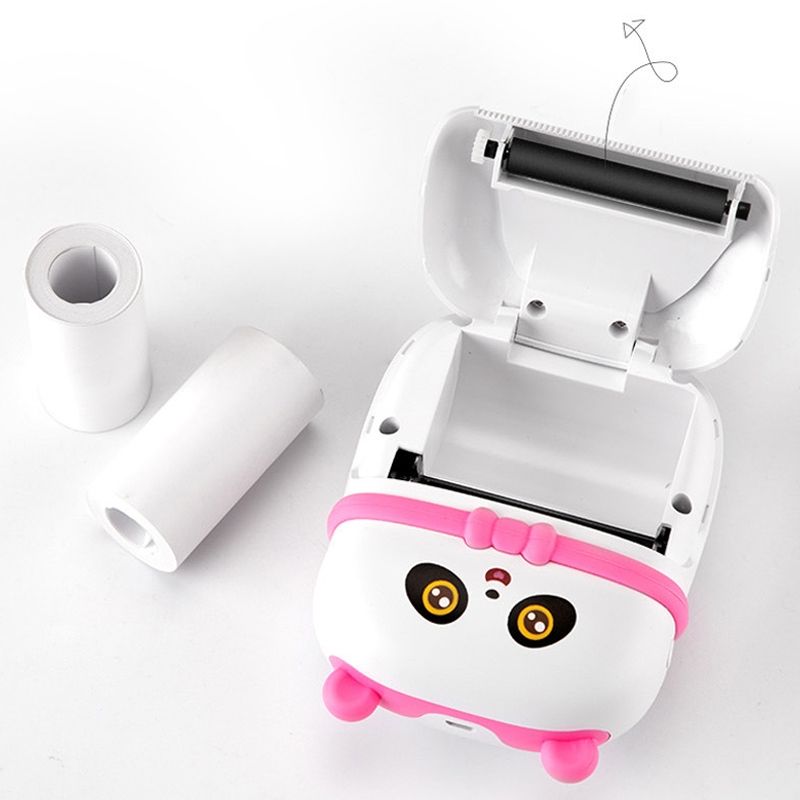 Panda Mini Thermal Printer Pocket Student Homework Mistakes Collections Printer Bluetooth Photo Printer(English Version Pink)