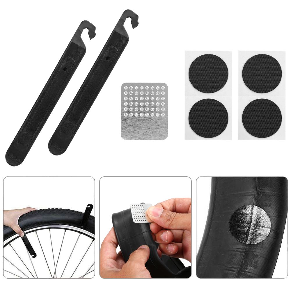 2pcs Bike Tube With Tyre Repair Tool Kits Pry Bar Glue- Free