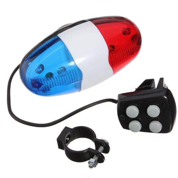 Bike Cycling 4 Sounds 6 LED Electric Light Trumpet Horn Bell Gifts