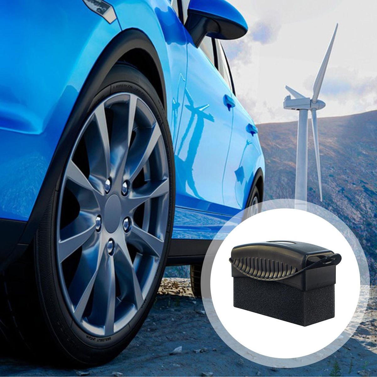 Tire Brush Tire Care Kit 2pcs Soft Applicator Pads with Lid for Waxing Black