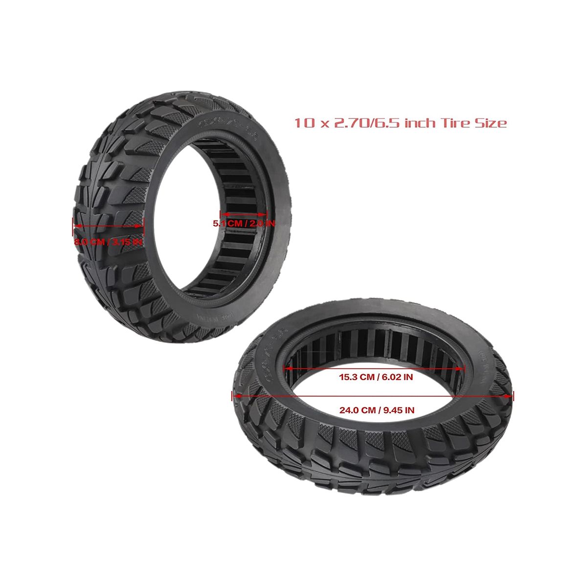 Solid Tire 10 Inch,10X2.70-6.5 Solid Tire Scooter Tubeless