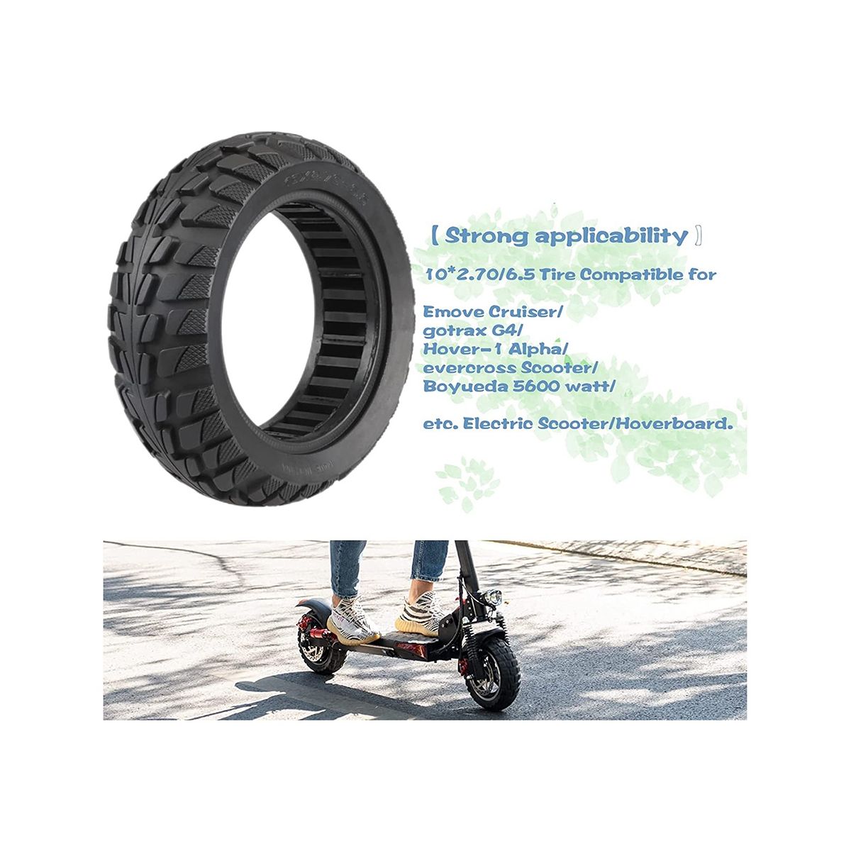 Solid Tire 10 Inch,10X2.70-6.5 Solid Tire Scooter Tubeless