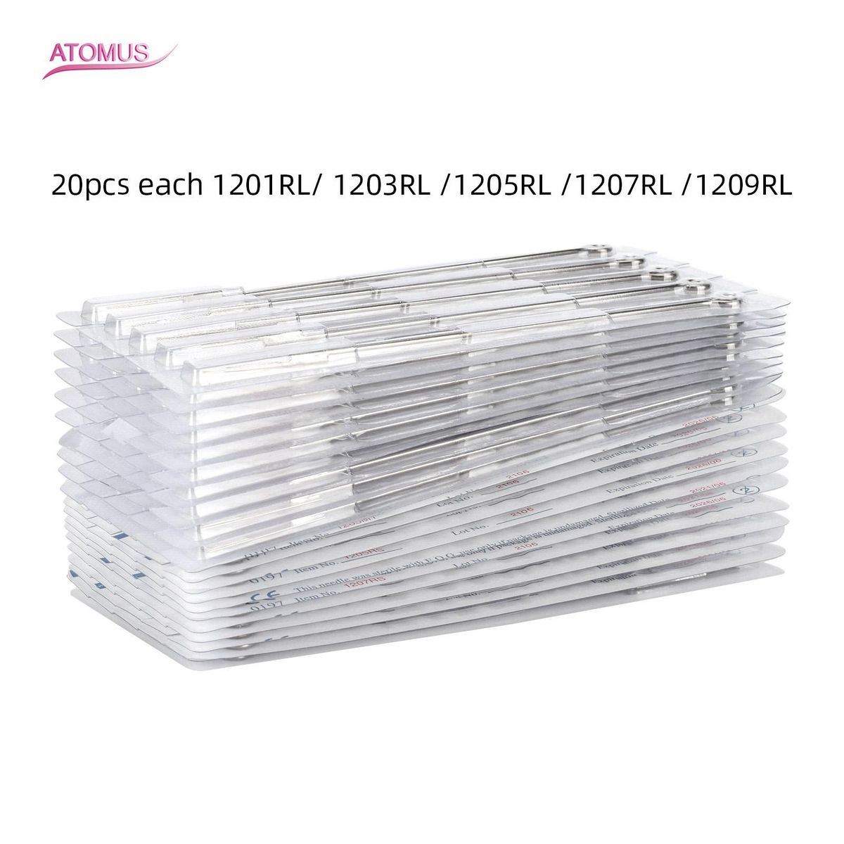 Atomus Tattoo Needles Set 100pcs Disposable Mixed Tattoo Needles Includes 1RL / 3RL / 5RL / 7RL / 9RL Tattoo Needles