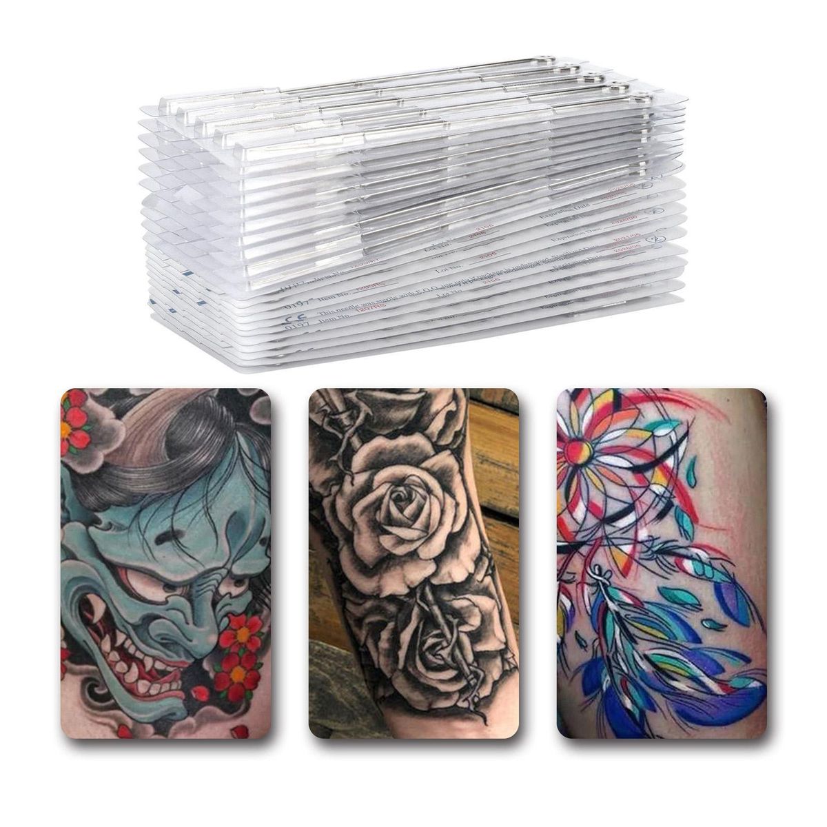 Atomus Tattoo Needles Set 100pcs Disposable Mixed Tattoo Needles Includes 1RL / 3RL / 5RL / 7RL / 9RL Tattoo Needles