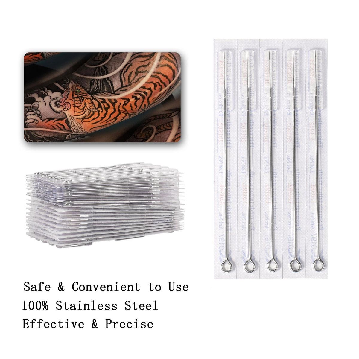 Atomus Tattoo Needles Set 100pcs Disposable Mixed Tattoo Needles Includes 1RL / 3RL / 5RL / 7RL / 9RL Tattoo Needles
