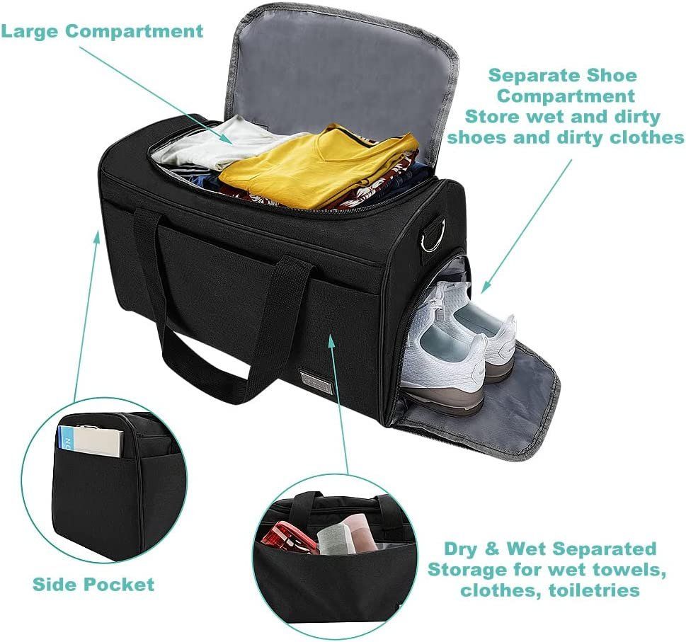 BestMal Sports Gym Bag Duffel With Wet Pocket & Shoes