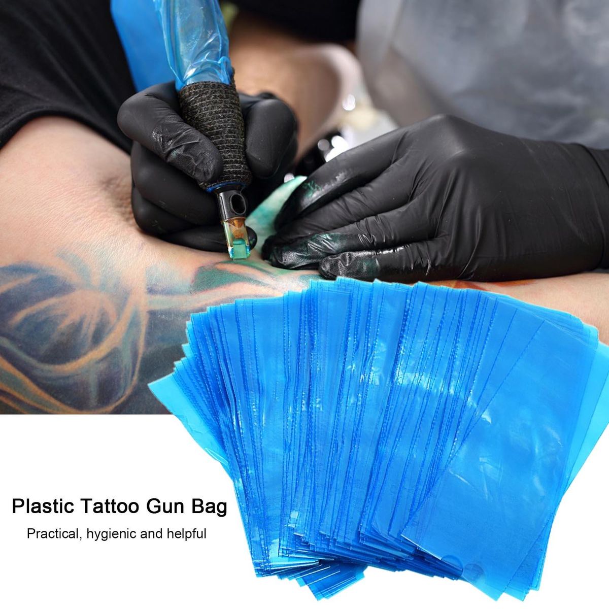 200pcs/set Plastic Tattoo Gun Bag Cover Tattoo Pen Protective Machine Grip Tube Bag Tattoo Machine Supply Storage Pouch