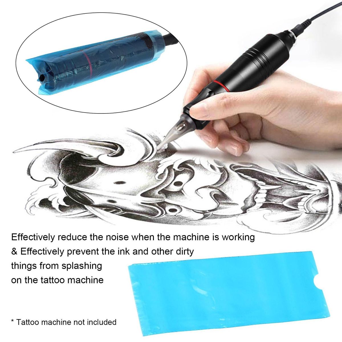 200pcs/set Plastic Tattoo Gun Bag Cover Tattoo Pen Protective Machine Grip Tube Bag Tattoo Machine Supply Storage Pouch