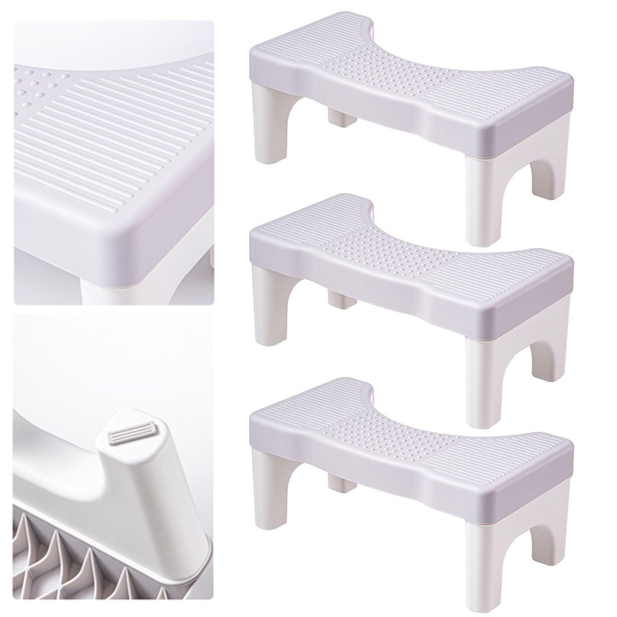 Non-slip Toilet Footstool Squatease Portable Non-slip Toilet for Ages Grey and White