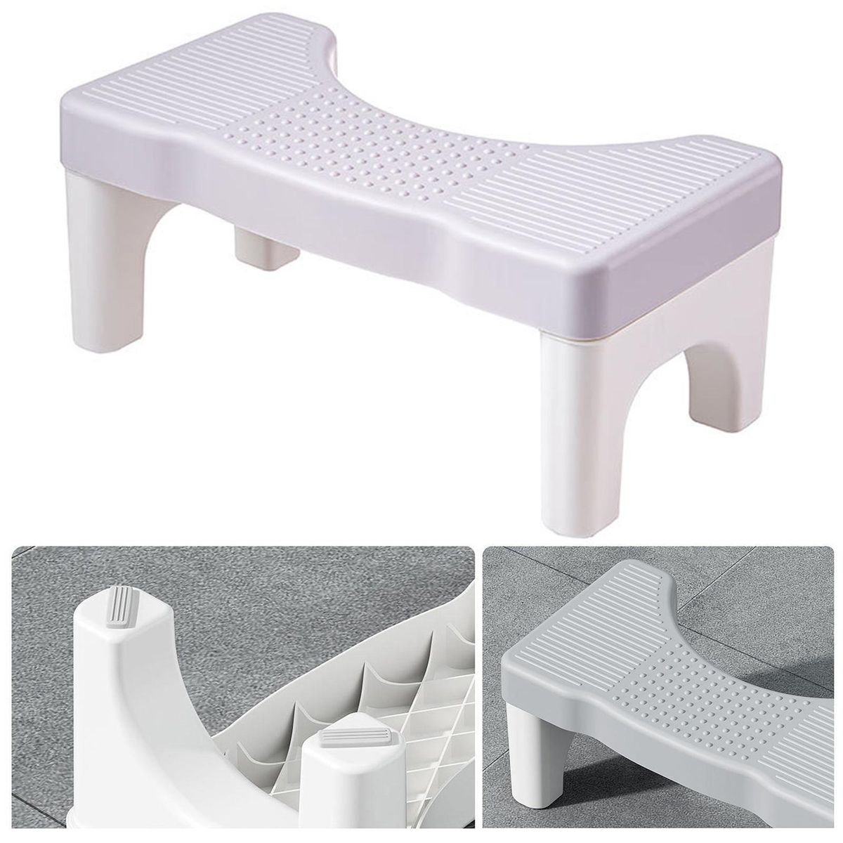 Non-slip Toilet Footstool Squatease Portable Non-slip Toilet for Ages Grey and White