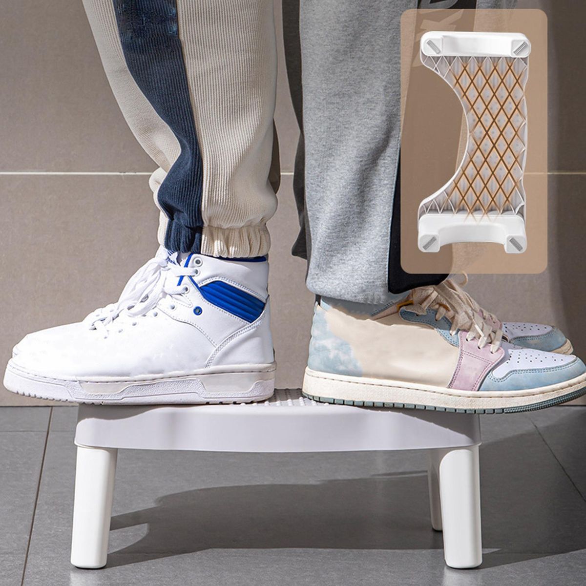Non-slip Toilet Footstool Squatease Portable Non-slip Toilet for Ages Grey and White