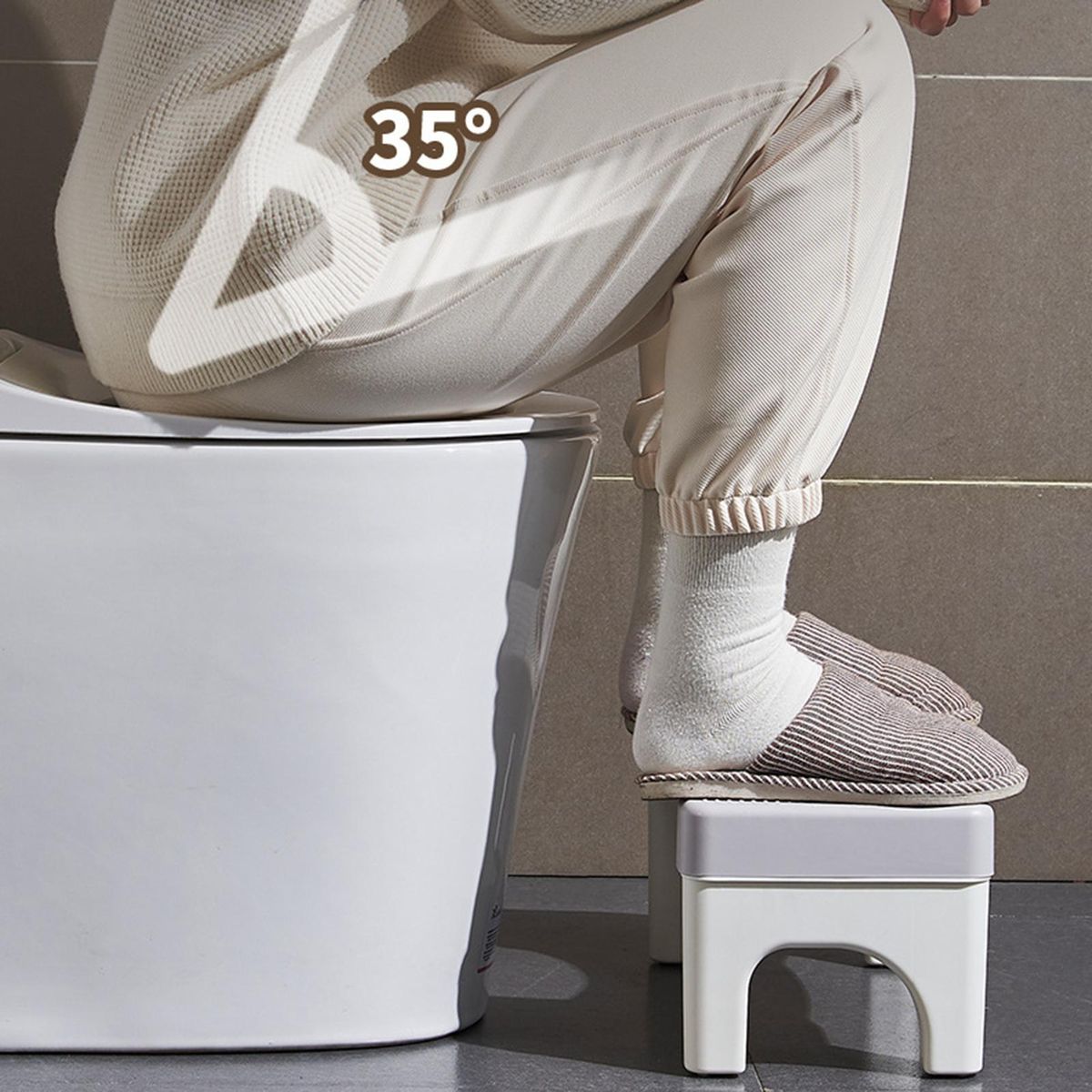 Non-slip Toilet Footstool Squatease Portable Non-slip Toilet for Ages Grey and White