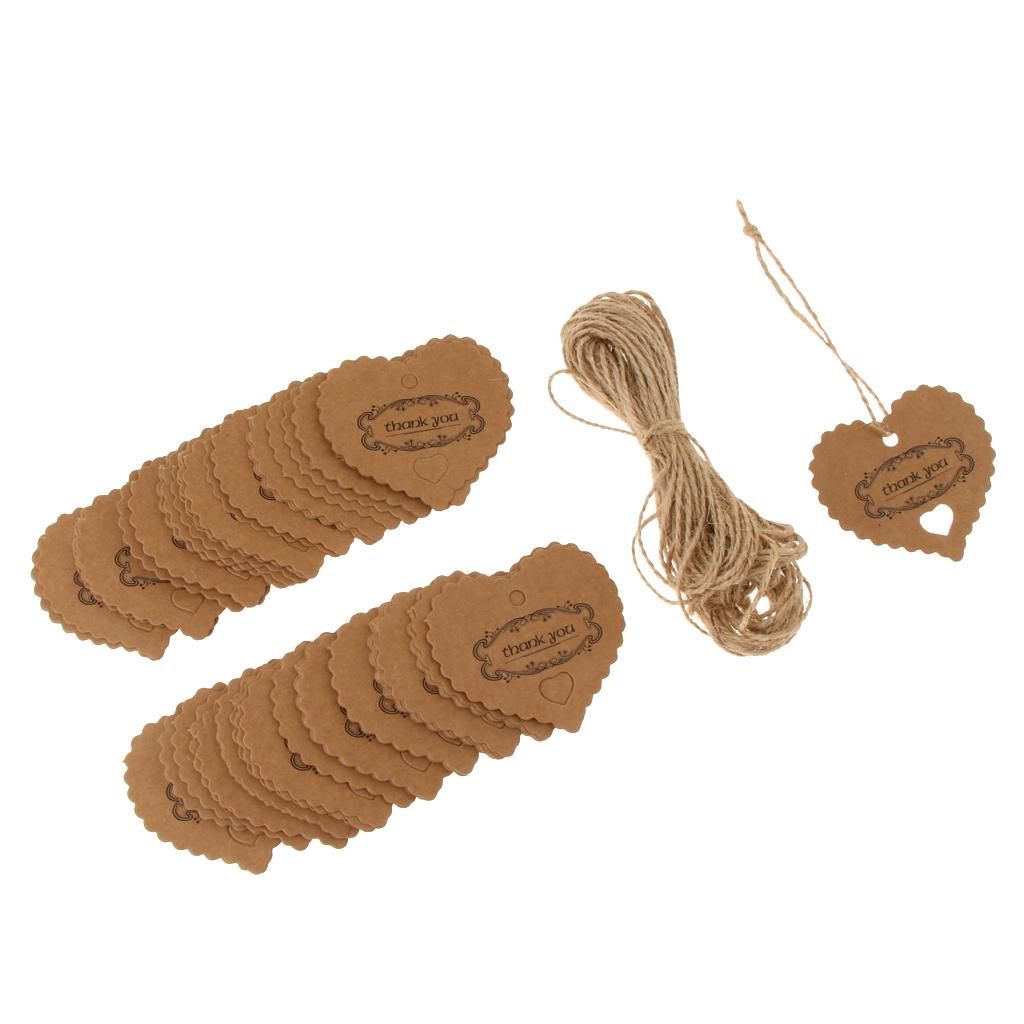 100 Thank You Kraft Paper Wedding Hanging Cards