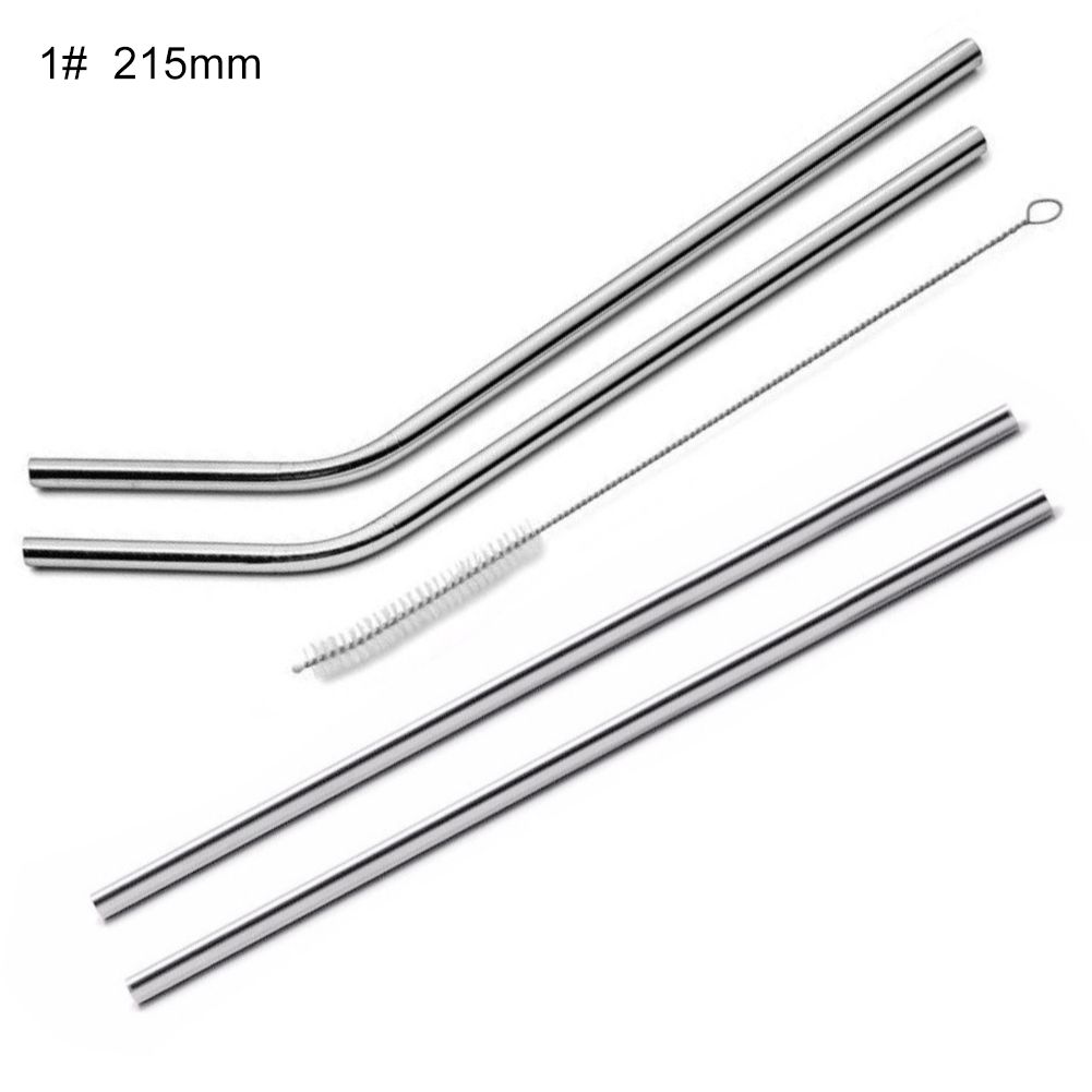 4Pcs Stainless Steel Reusable Drinking Straws Milk Tea-1#