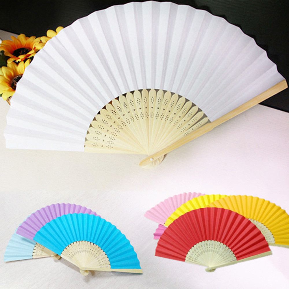 Dance Folding Inch New Fan Folding Folding Multicolor Lace 7 Hand Party Pattern Fan #10 Wedding Silk Paper Solid Held Color
