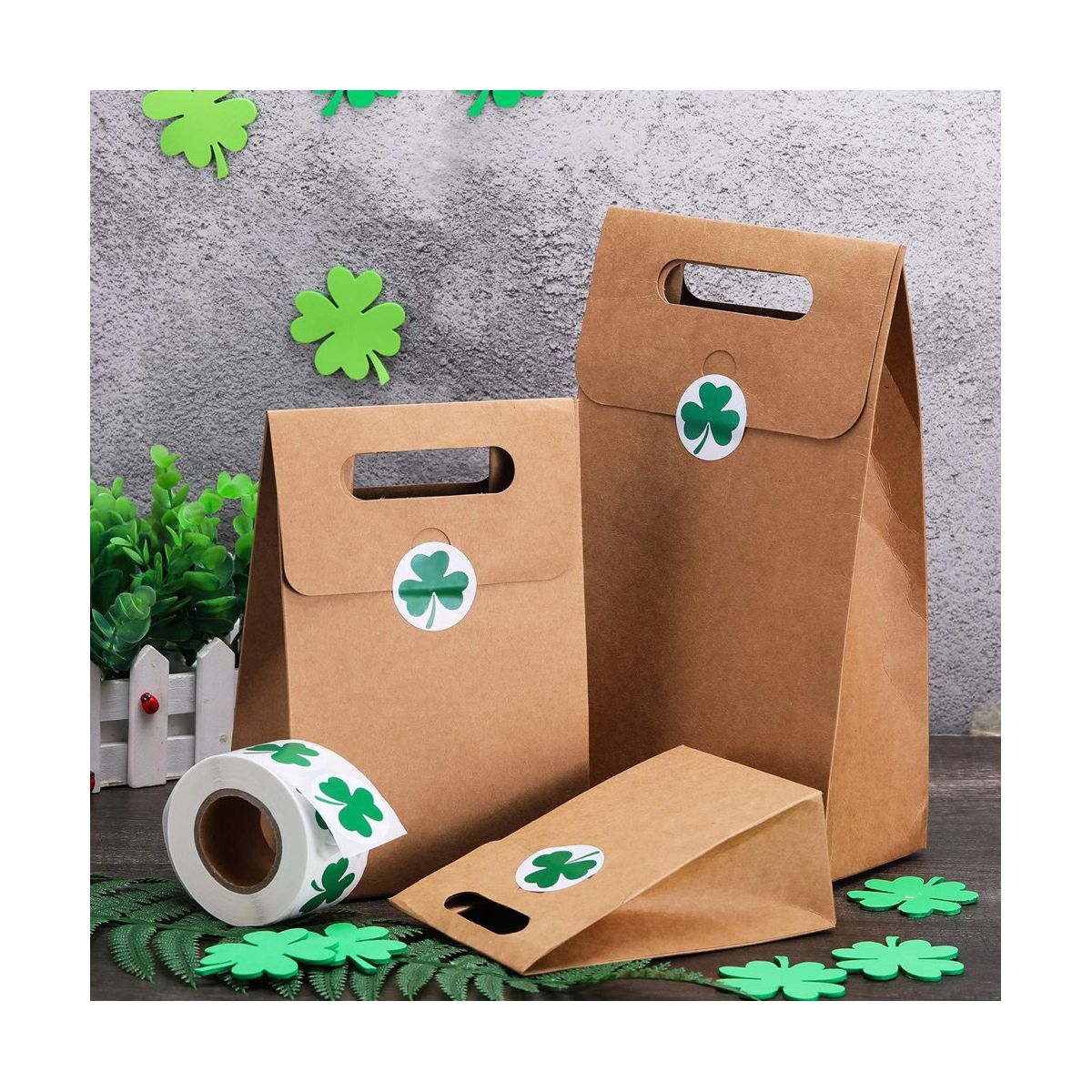 500 Pieces St 's Day Stickers Shamrock Roll Stickers 1-12 Inch Adhesive Label for Decoration and Craft