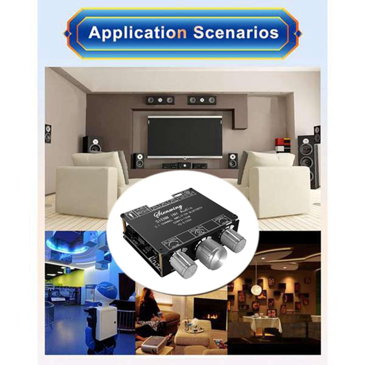 YS-E100H 2.1 Channel Bluetooth Audio Amplifier Module 50Wx2 +100W High Low Tone Subwoofer Power Amplifier Board DC9-24V