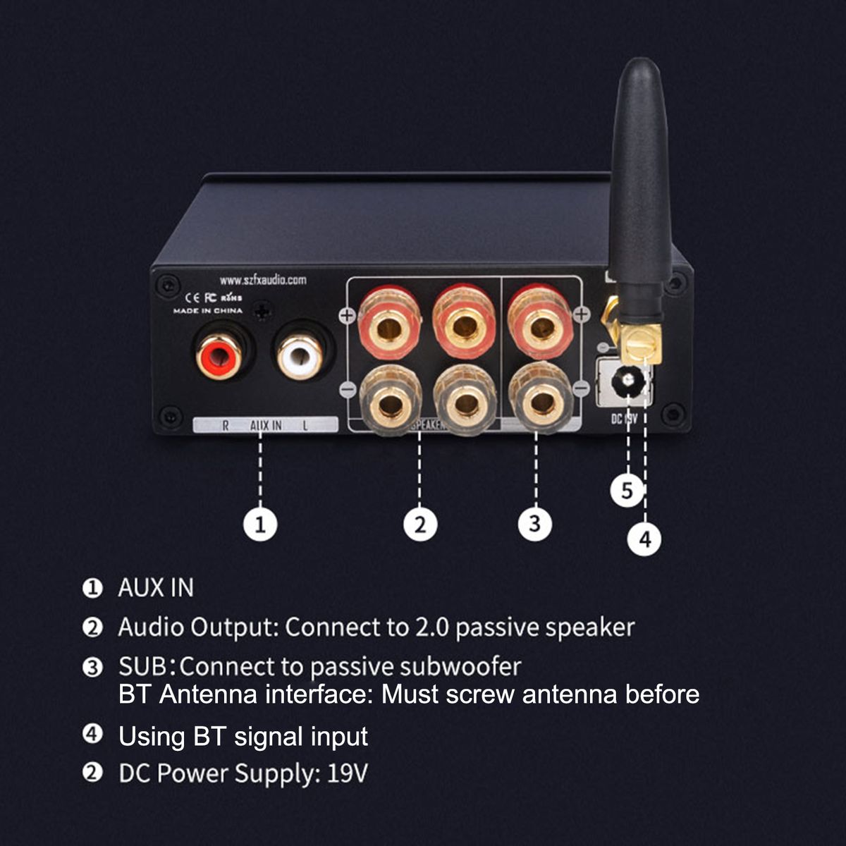 FX-AUDIO XL01 BT Audio  Amplifier 2.1 Channel HiFi Digital