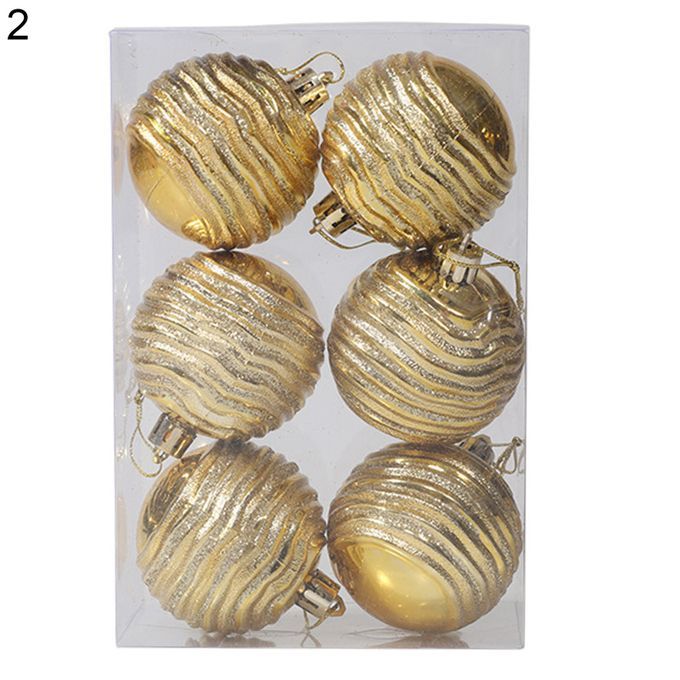 6Pcs Tree Pattern Decorative Christmas Balls Pendant-Golden