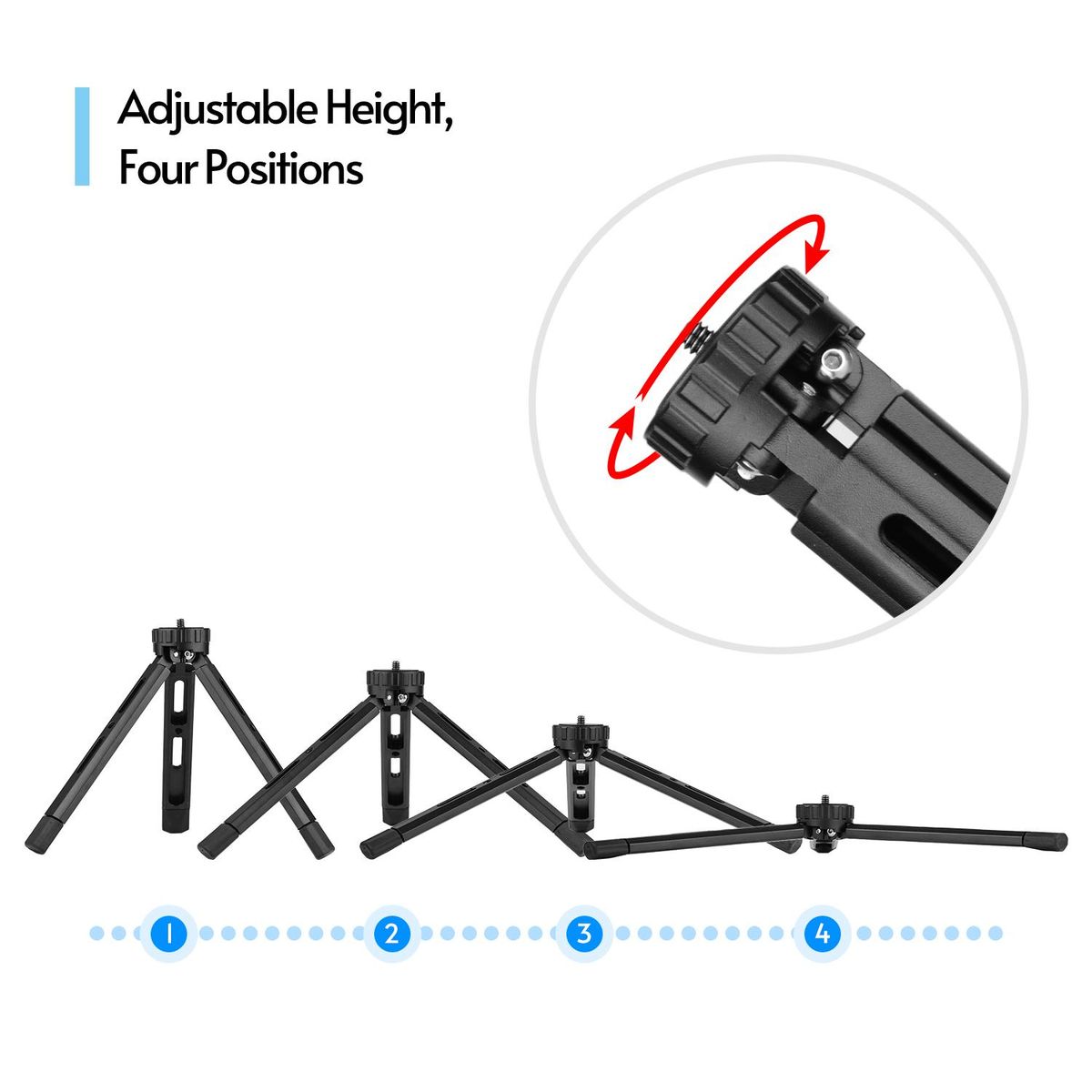 Tabletop Folding Tripod Aluminum Alloy With 1/4 Screw Mount Function Leg Design for DSLR Camera Smartphone LED Light Stabilizer Max. Load 15KG