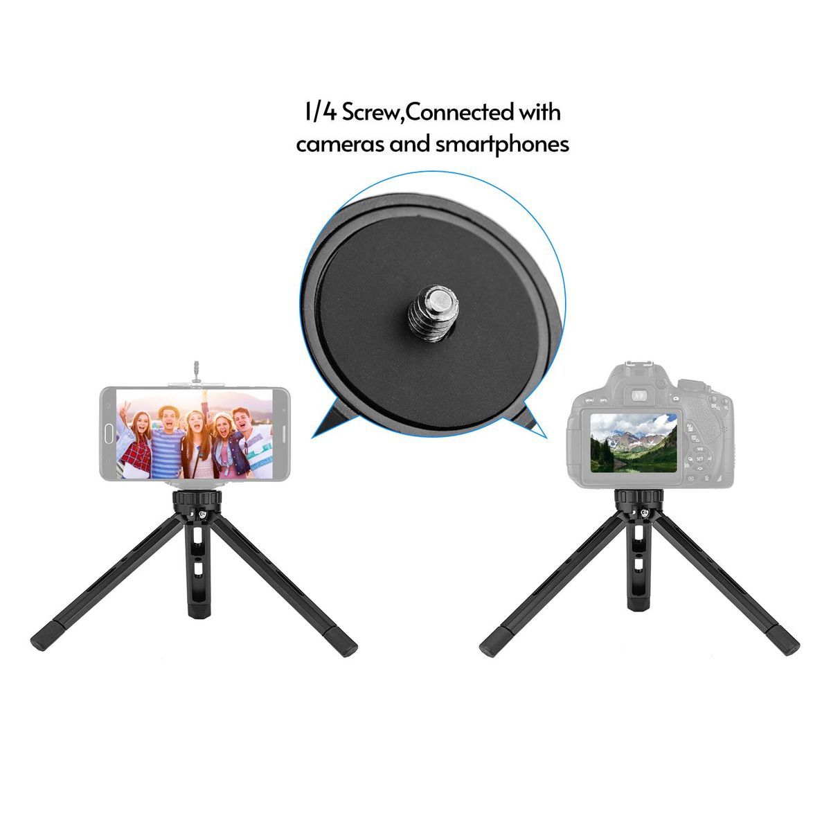 Tabletop Folding Tripod Aluminum Alloy With 1/4 Screw Mount Function Leg Design for DSLR Camera Smartphone LED Light Stabilizer Max. Load 15KG
