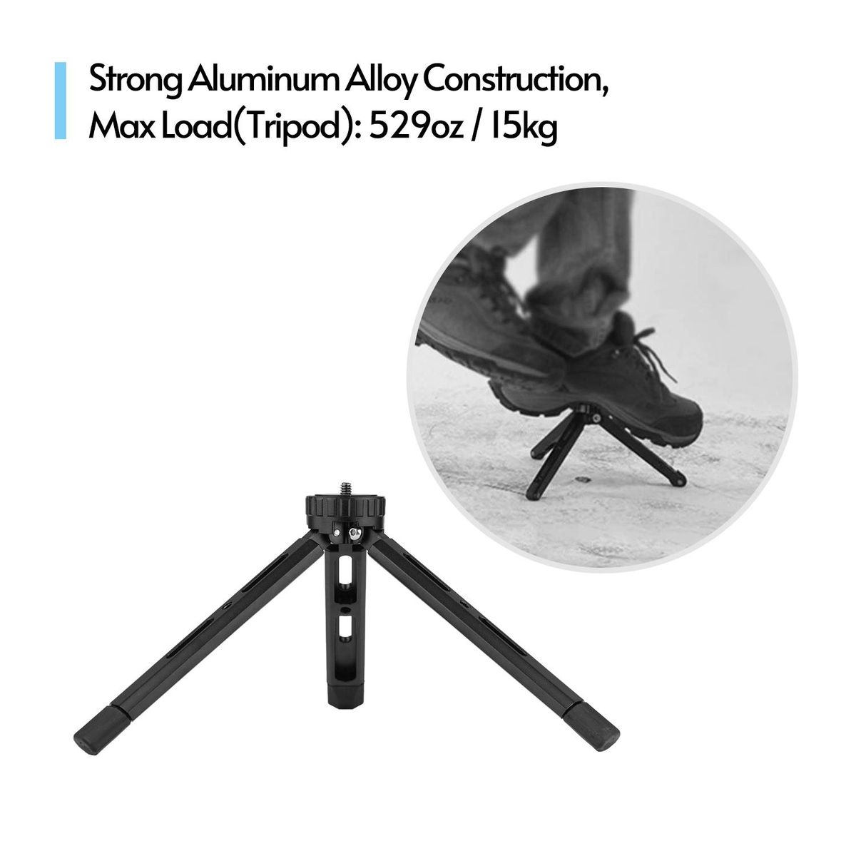 Tabletop Folding Tripod Aluminum Alloy With 1/4 Screw Mount Function Leg Design for DSLR Camera Smartphone LED Light Stabilizer Max. Load 15KG
