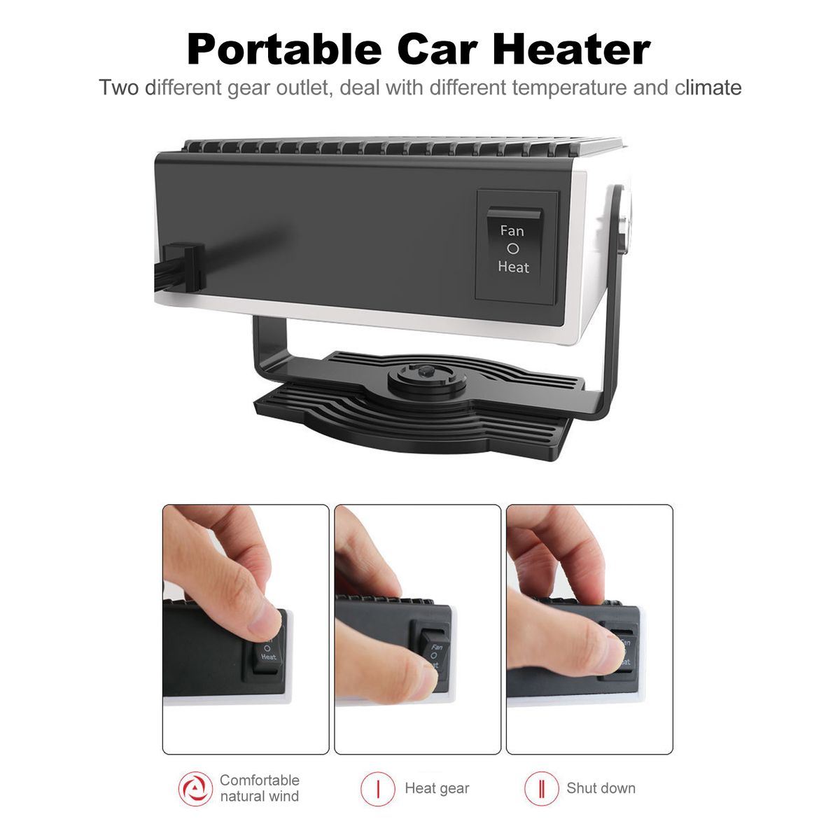 Portable Car Heater, 12V/150W Auto Heater Fan Fast Heating