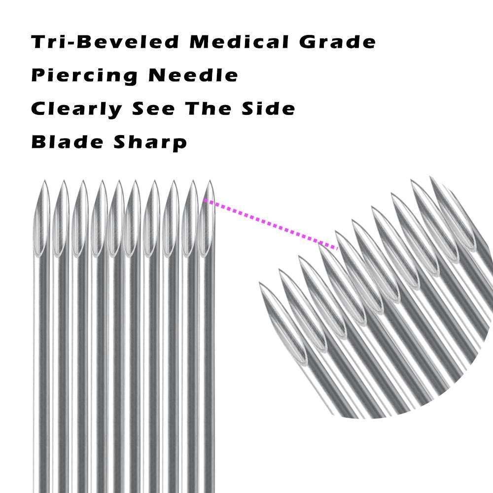 100pcs 18G Piercing Needles Surgical Steel Sterile Disposable Body Piercing Needles for Ear Nose Navel Nipple Makeup Tattoo Needles