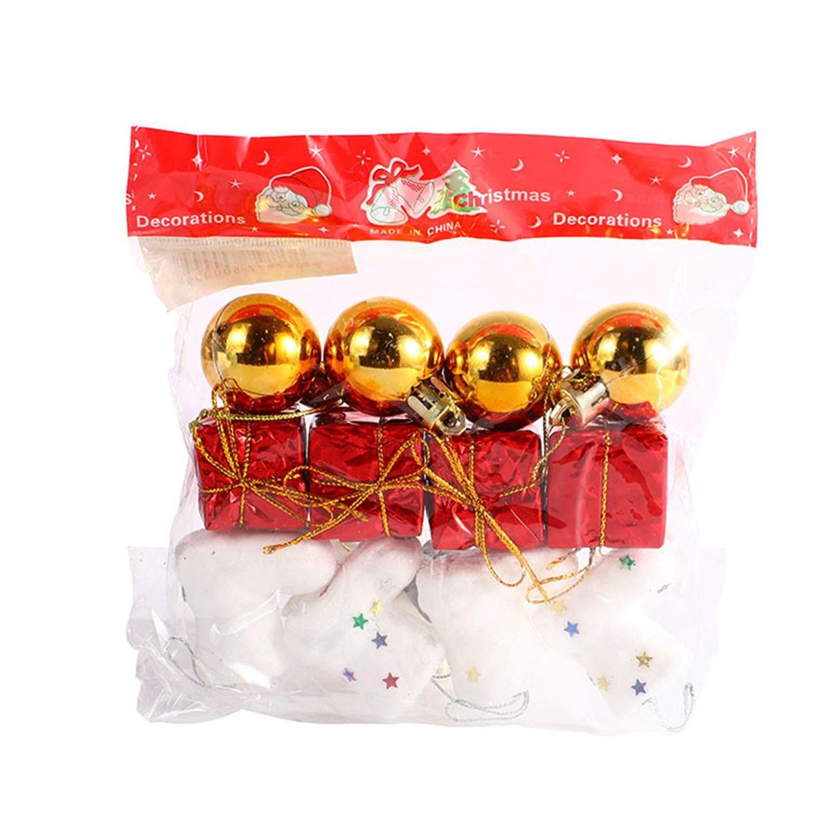 Festive Decorations 12pcs Festive Socks Gift Box Christmas Ball Gold and White