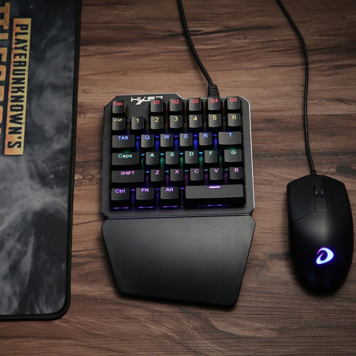 One-Handed RGB Backlight Mechanical Gaming Keyboard 35-keys USB Wired For PC Gamer Mobile Game Black