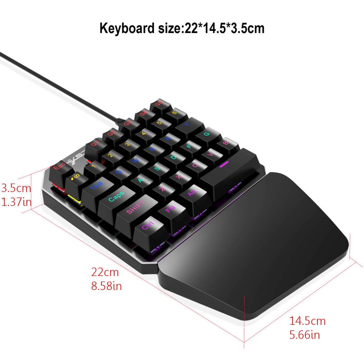 One-Handed RGB Backlight Mechanical Gaming Keyboard 35-keys USB Wired For PC Gamer Mobile Game Black