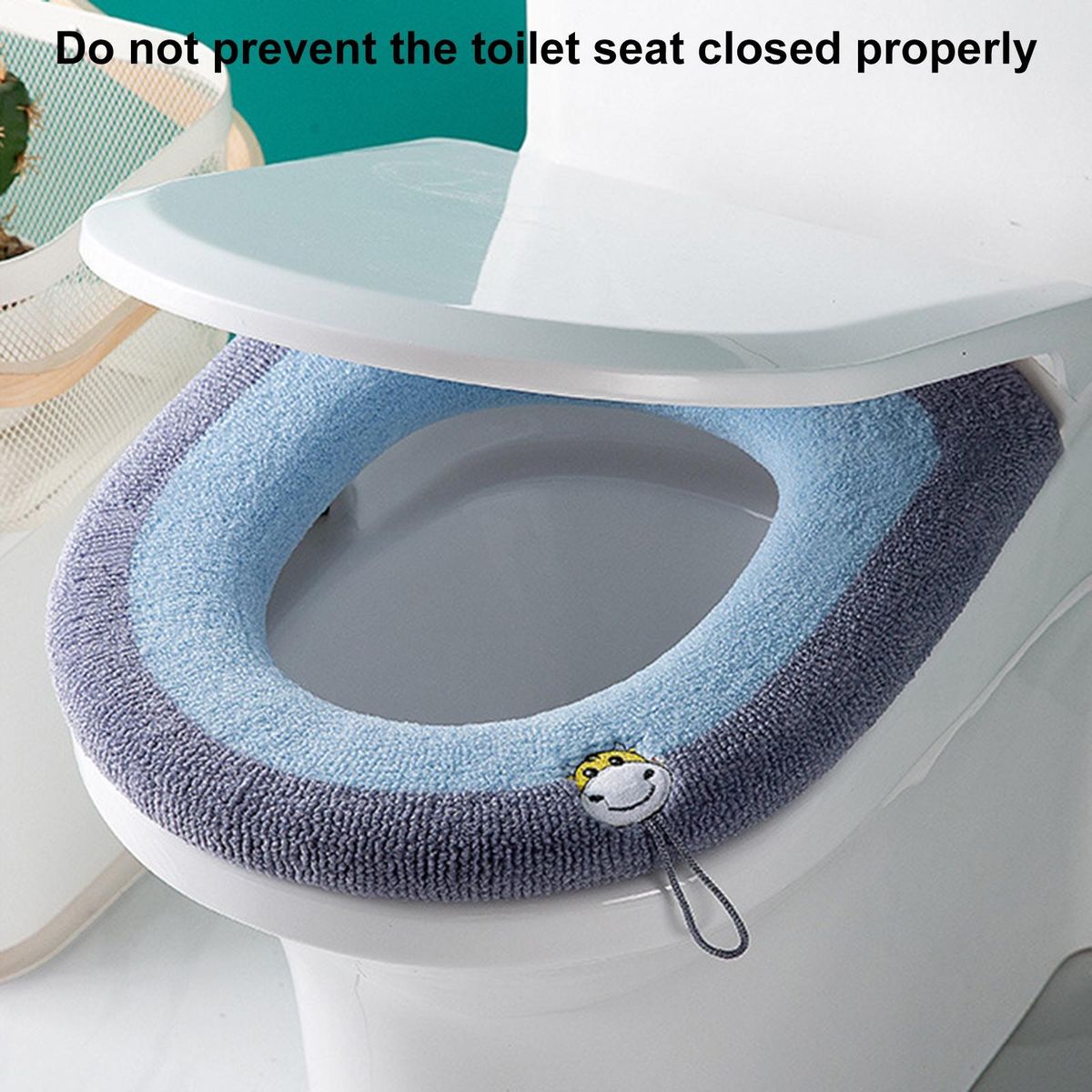 Toilet Seat Cover Dorm Hotel WC Room Closestool Pad Blue