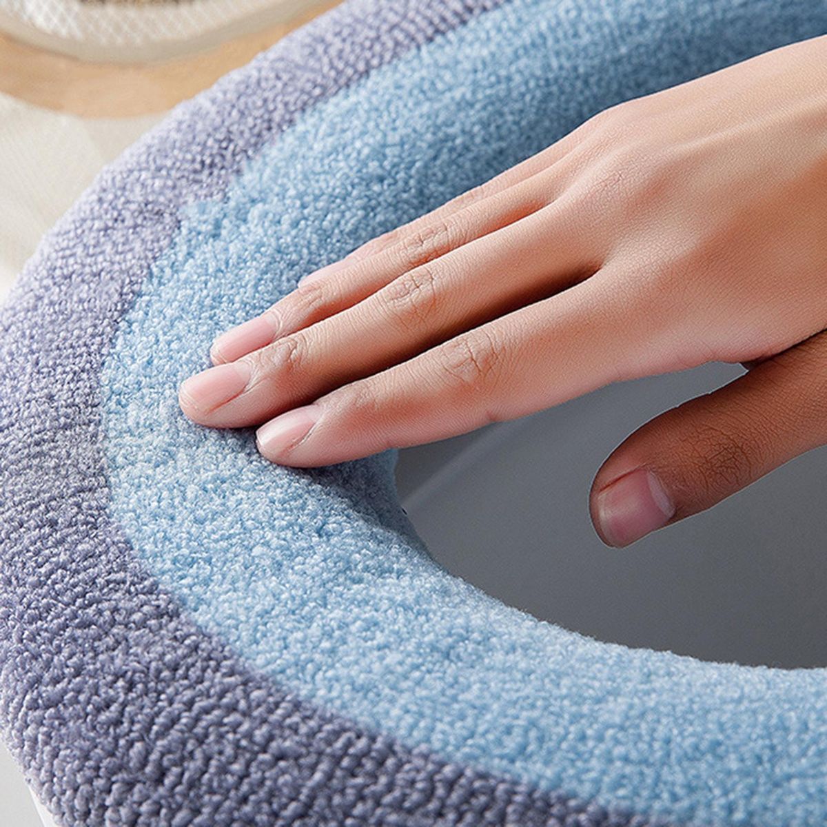 Toilet Seat Cover Dorm Hotel WC Room Closestool Pad Blue