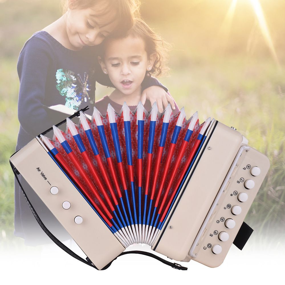 Mini 10-Button Kids Accordion Toy Supports Bass Chords 14
