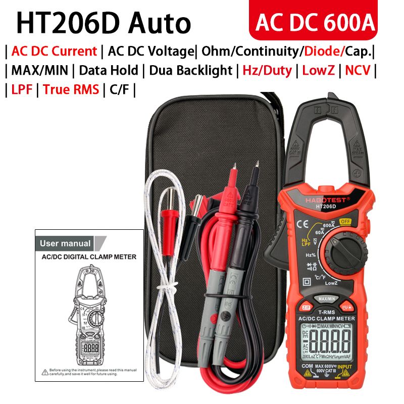 HABOTEST HT206 6000 Counts Digital Clamp Meter AC DC