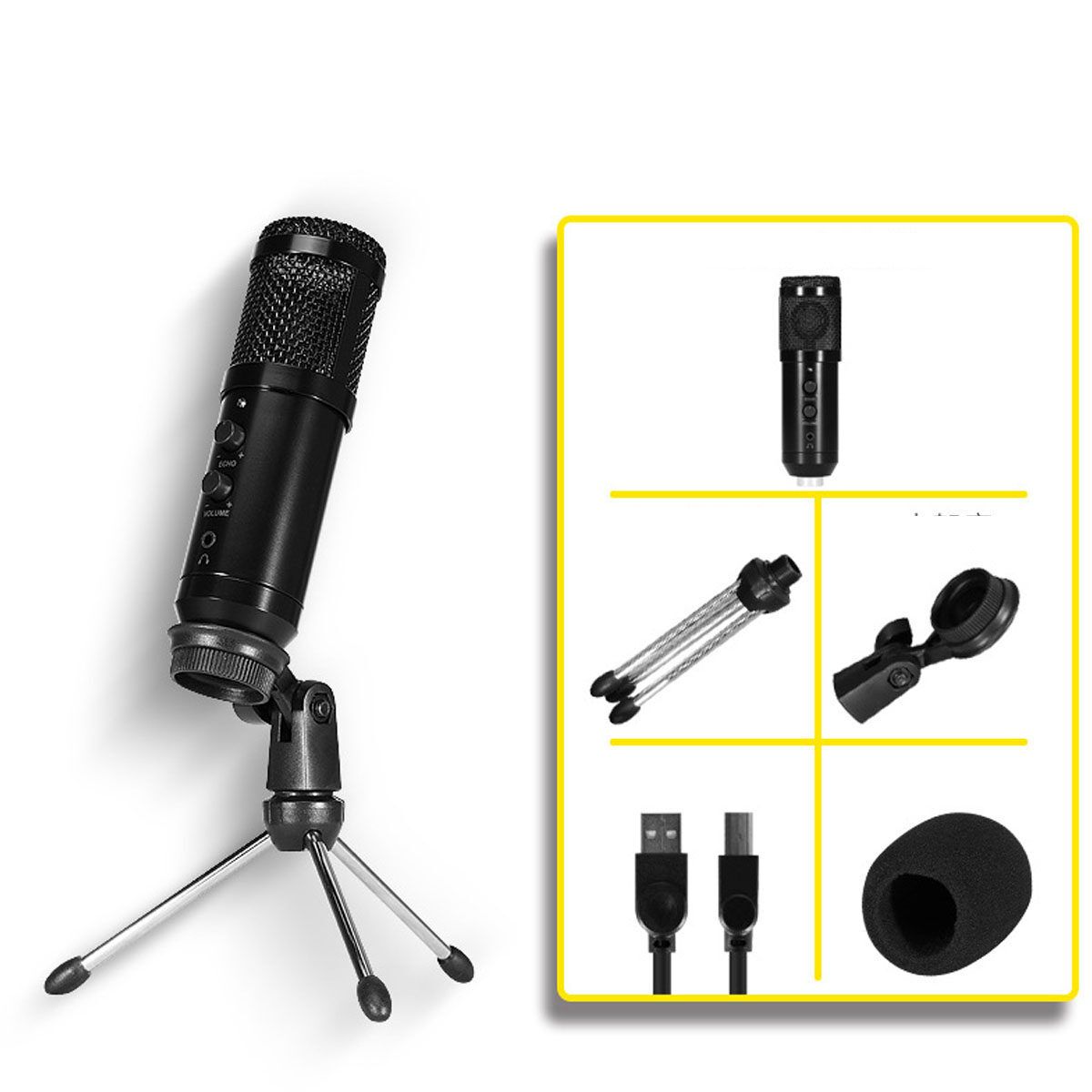 BM800 Studio Recording Condenser Podcast Kaorake Microphone Mic Kit Set Bm800 Professional Usb Radio Desktop For Pc Computer Black