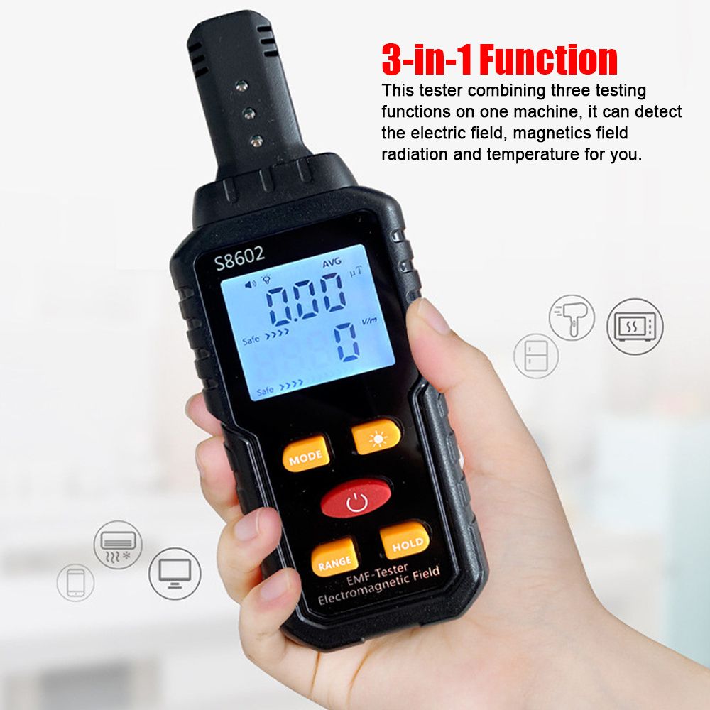 Handheld 3-in-1 Digital Radiation Dosimeter Electric Field