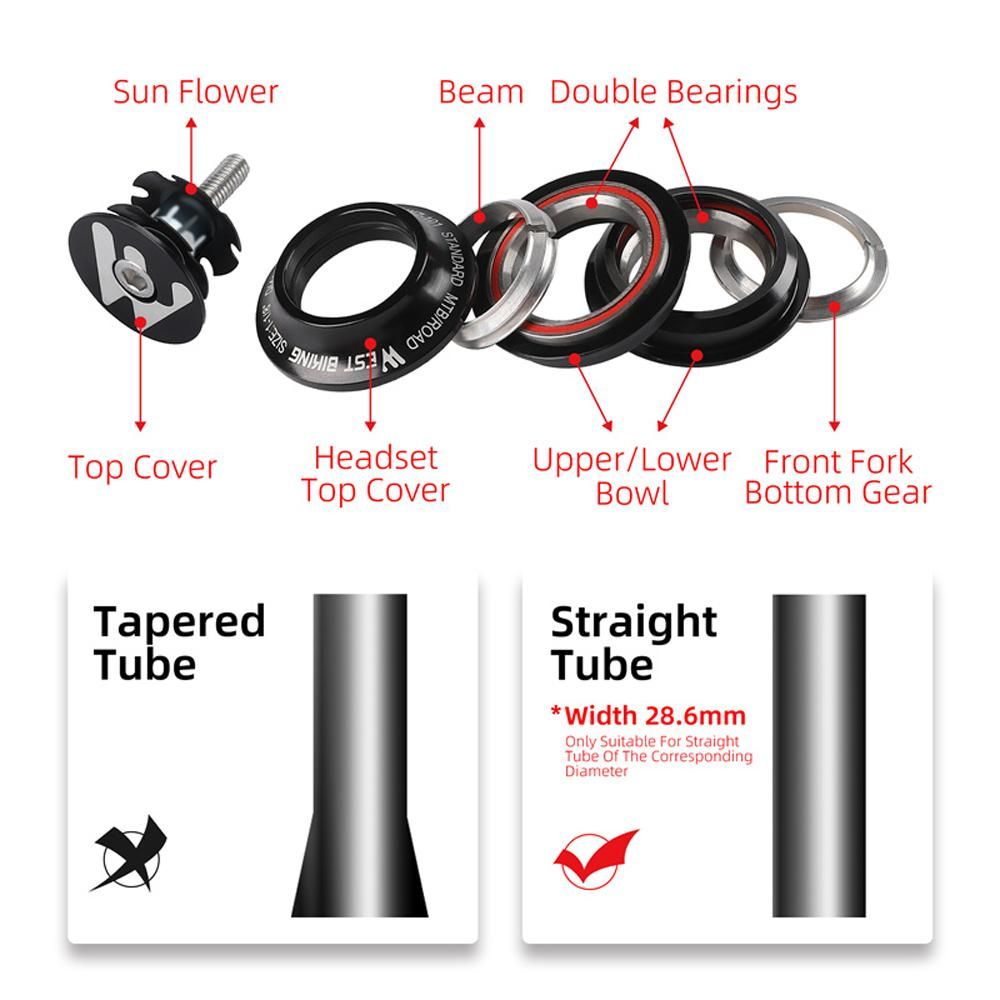 Bicycle 44mm Headset Double Bearings Structure Aluminum Alloy Cycling Accessory Bike Headset Bicycle Steering Bearings