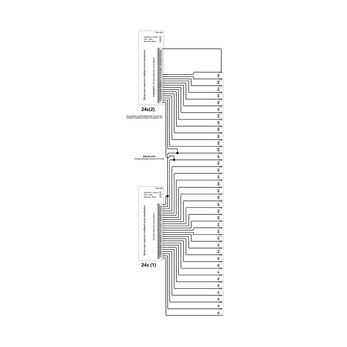 24S 22S 21S 20S 18S 17S 16S 14S 13S 11S 8S 4S 3S 2S 4A Lifepo4LTO Battery Energy Equalization with Adapter Plate