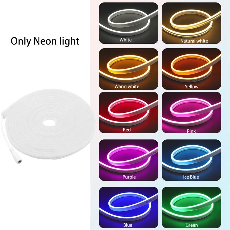 Surface Mounted Recessed 12V Led Strip Waterproof Ribbon Fita Soft Neon Light IP67 5m Tape Lights Linear Flexible Silicone Tube-only LED Neon-3 Meters-Yellow-